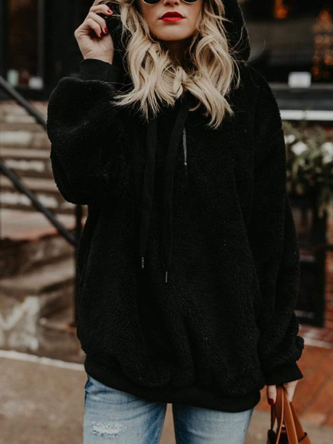 Oversized Sweatshirts for Women Athletic Womens Sherpa Hoodie Fluffy Women'S Hoodies Pullover with Pockets