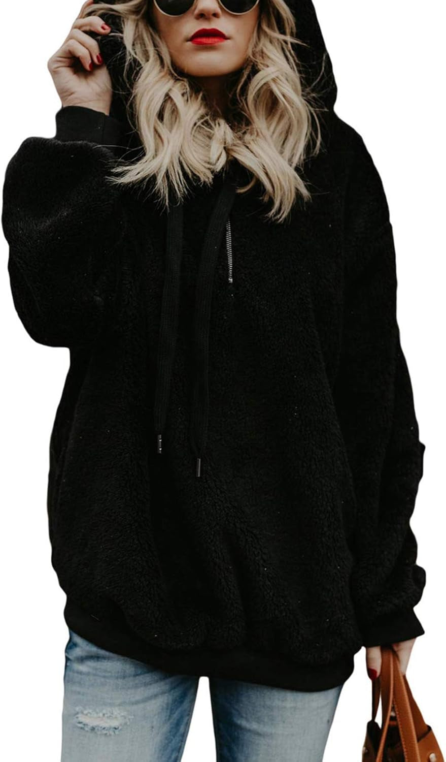 Oversized Sweatshirts for Women Athletic Womens Sherpa Hoodie Fluffy Women'S Hoodies Pullover with Pockets