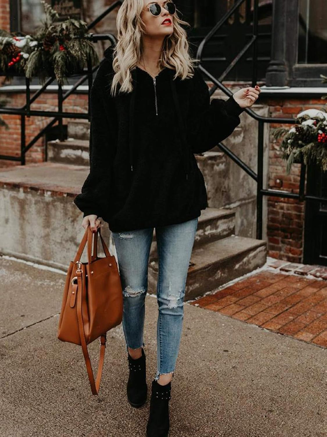 Oversized Sweatshirts for Women Athletic Womens Sherpa Hoodie Fluffy Women'S Hoodies Pullover with Pockets