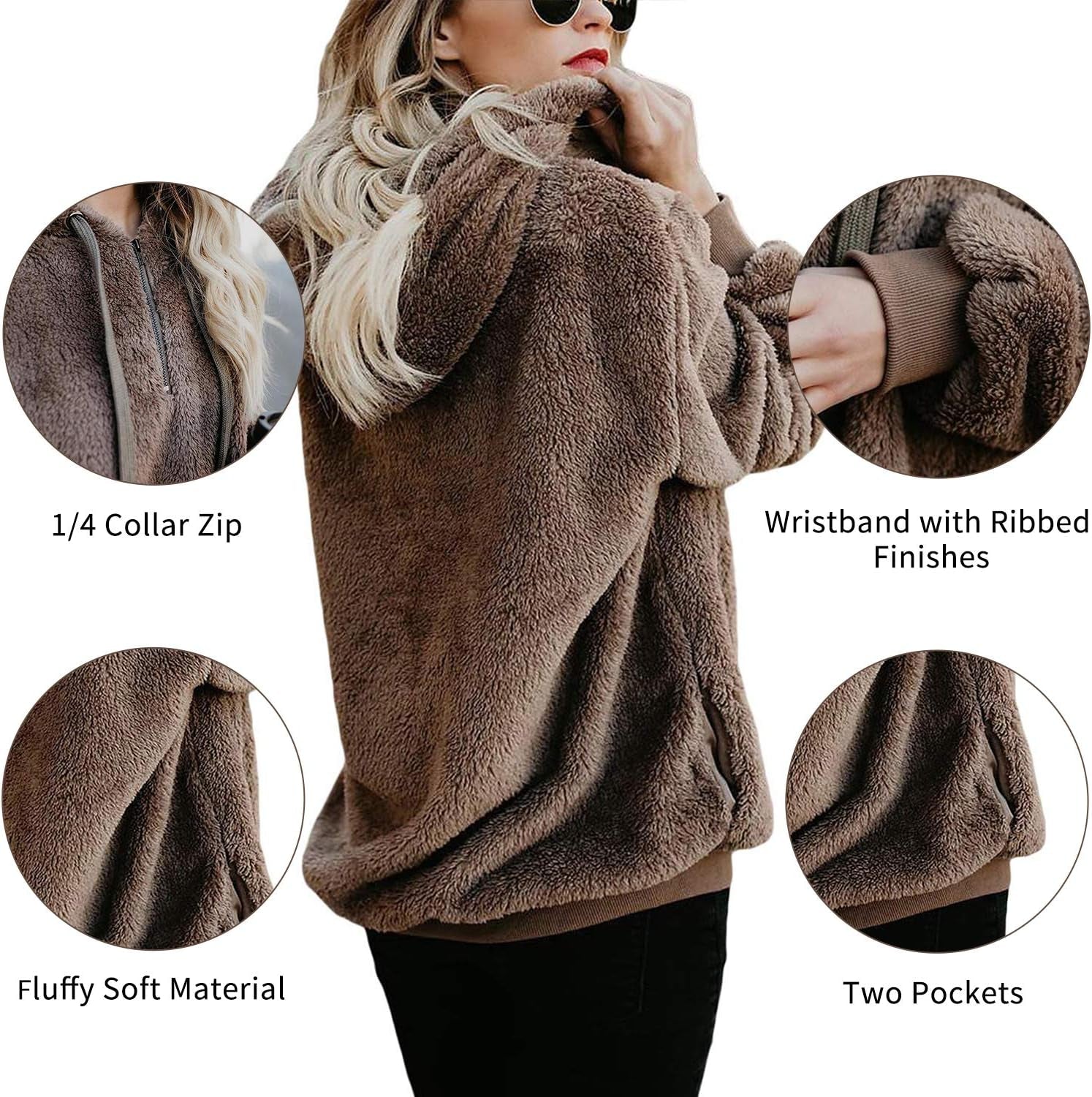 Oversized Sweatshirts for Women Athletic Womens Sherpa Hoodie Fluffy Women'S Hoodies Pullover with Pockets